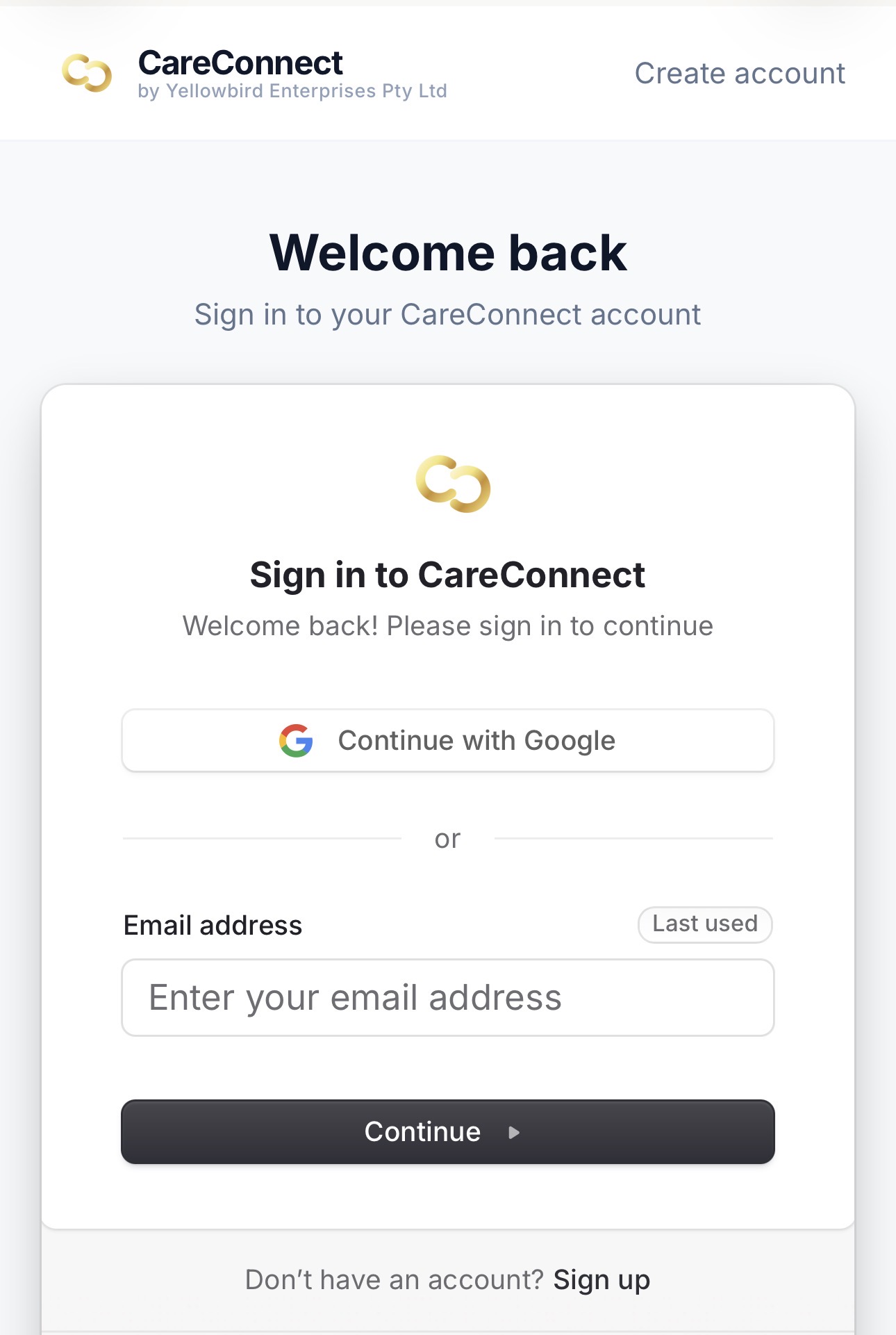 CareConnect development screenshot — not a live booking service
